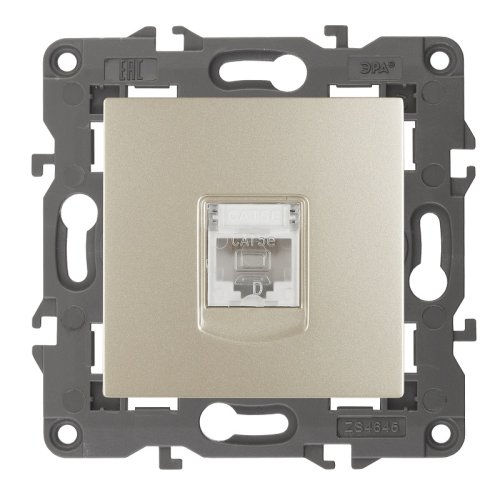 Розетка компьютерная без рамки Эра Elegance 1-м. RJ45 5e шампань картинка